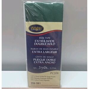 Wrights 1/2" Extra Wide Double Fold Bias Tape 3-Yards Jungle Green PC206 206 081